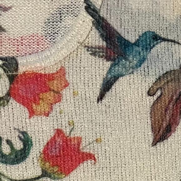 Gaze Knit Racerback T Back Tank/Sleeveless Top, Boho, Floral, Hummingbird, S - Picture 6 of 12